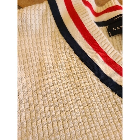 Lands End VTG 90s Men's XL V-Neck Waffle Knit Sweater USA 100% Supima Cotton - Picture 4 of 8